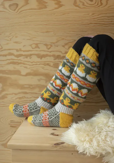 Hovedbilde Påskelykke-sokker i Viking Sportsragg | Strikkepakke