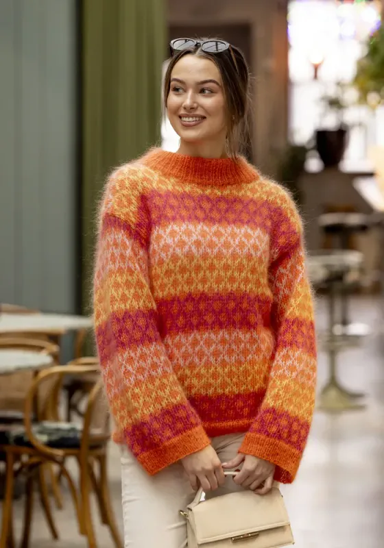Bellezza-genser i Kid Cotton (oransje) | Strikkepakke