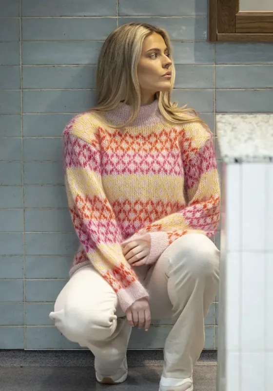 Bellezza-genser i Kid Cotton (lys rosa) | Strikkepakke