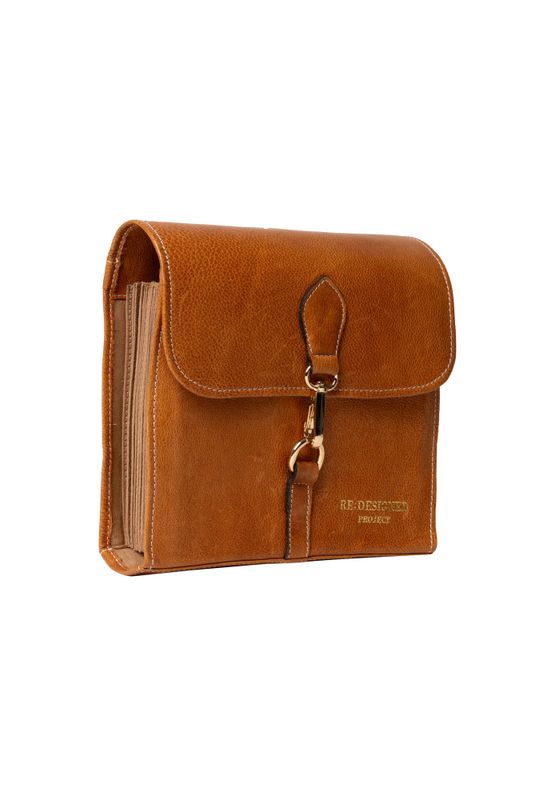 Project 93 – Eksklusiv rundpinneveske i skinn - Burned Tan/Gold